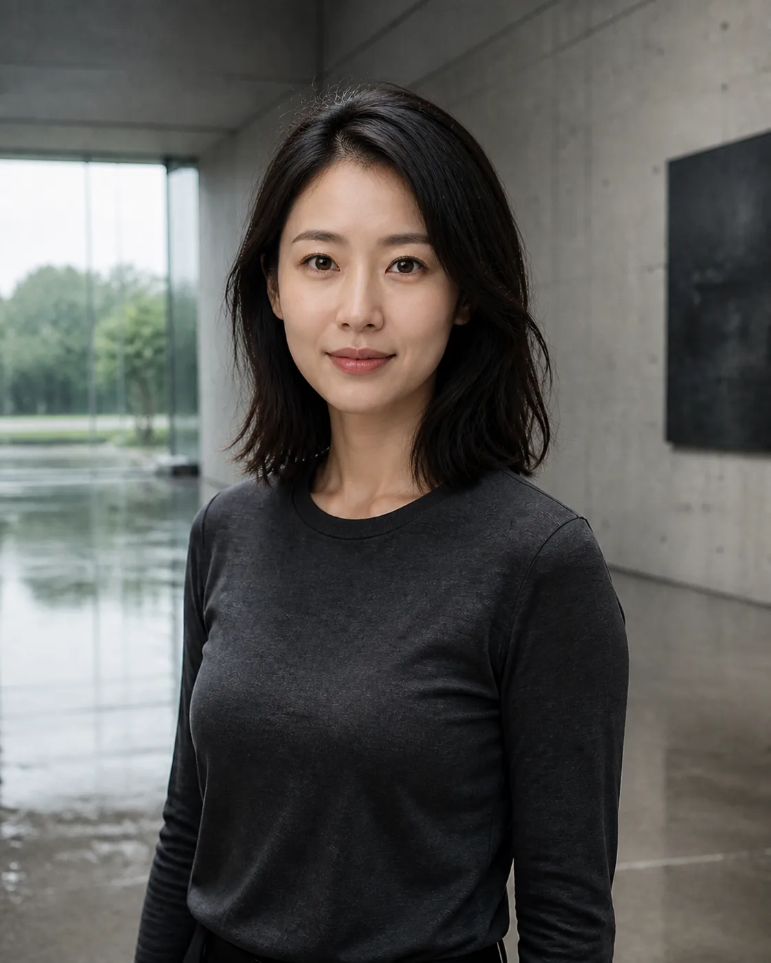 Concrete gallery portrait after face swap