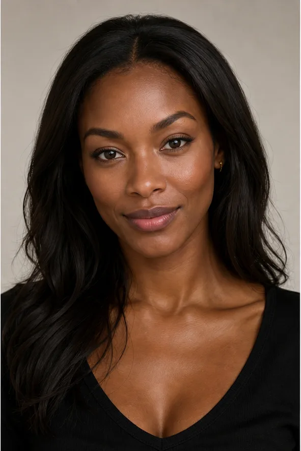 Face identity reference: an adult Black woman with high cheekbones and a calm expression