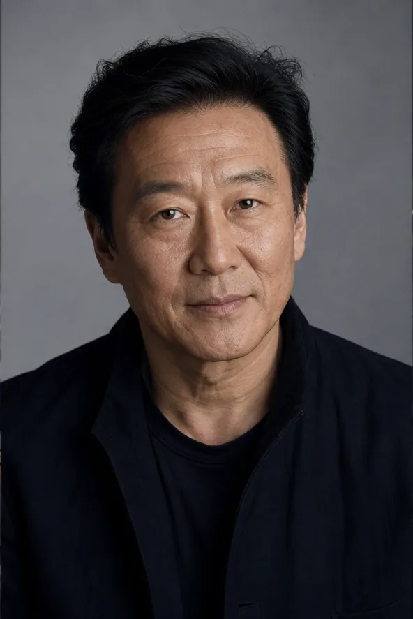 Face identity reference: an older East Asian man with kind eyes and refined facial lines